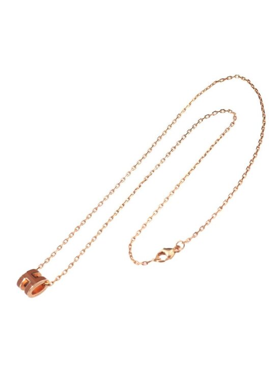 Hermes Lacquered Rose Gold Mini Pop H Pendant Necklace Black  Hermes Mini Pop Necklace New Gold Rose